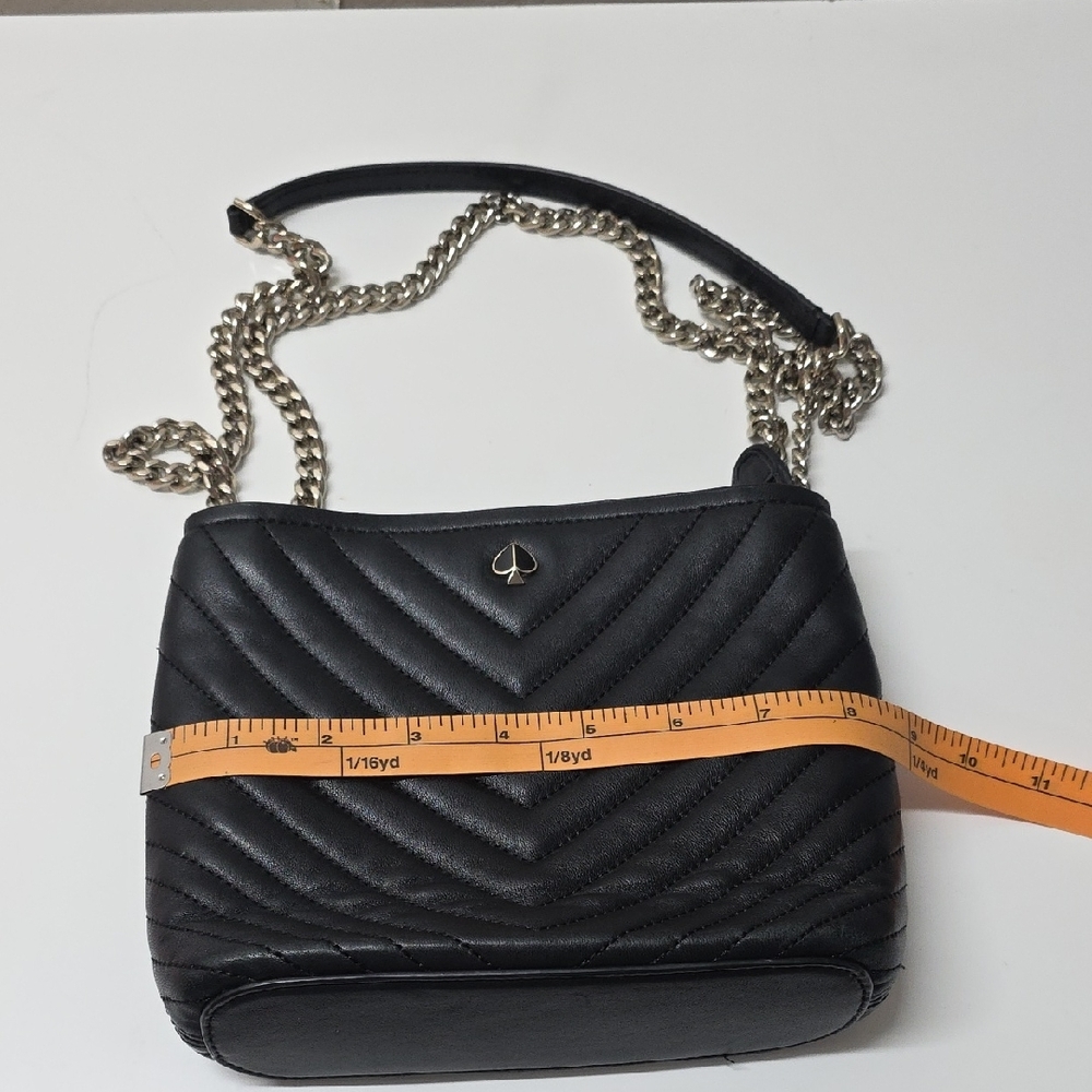 Kate Spade Black Quilted Crossbody Bag with Silver Chain